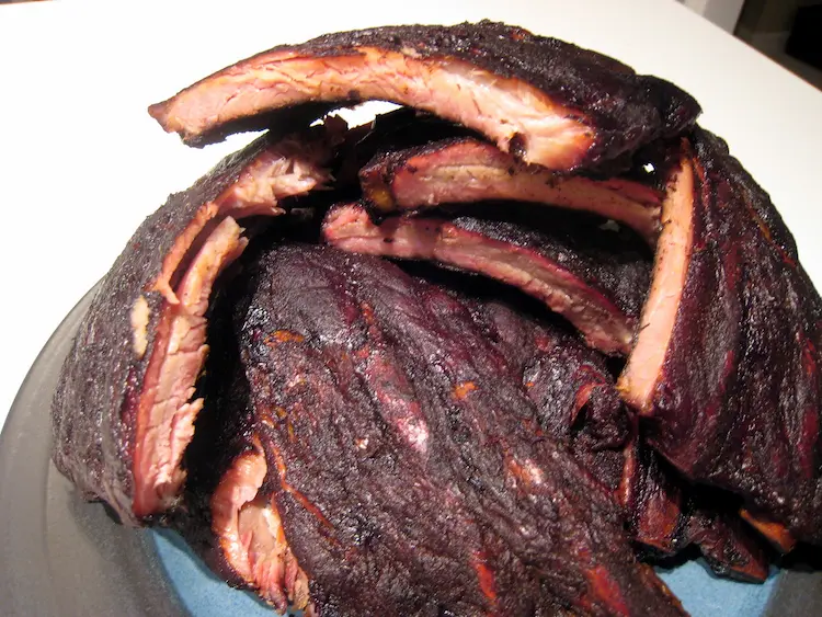 a plate of memphis style dry ribs