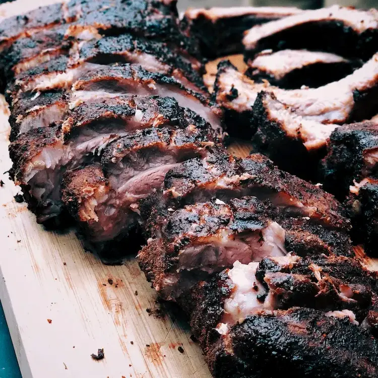 a board of smoky dry ribs